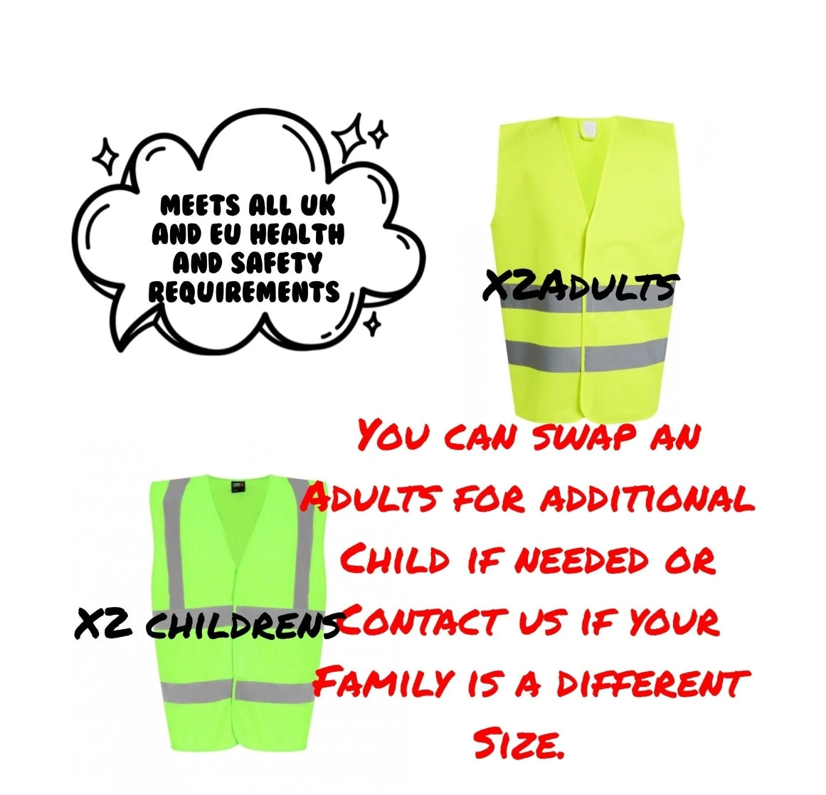 Family pack of high visibility jackets