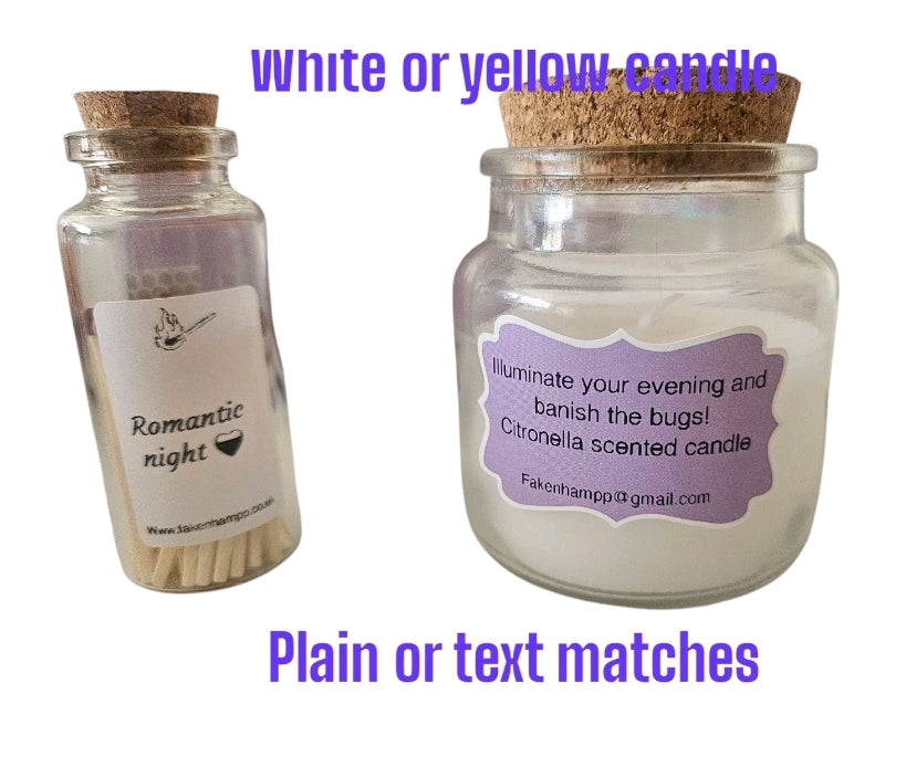 Citronella candle and matches