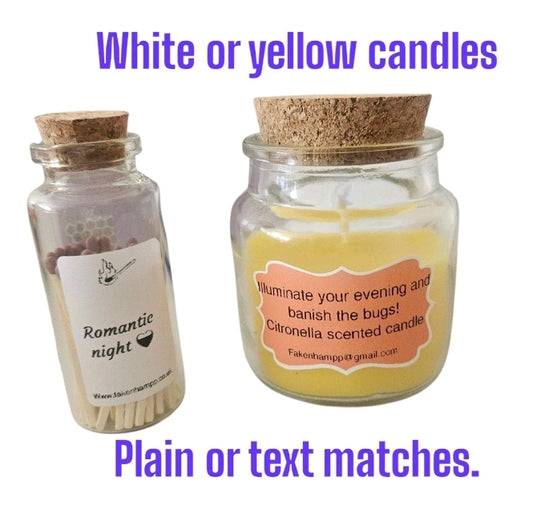 Citronella candle and matches